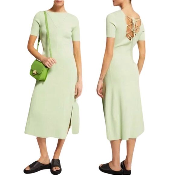 MAJE NWT Ribbed Tie Back Midi Dress Size Large - Picture 3 of 16